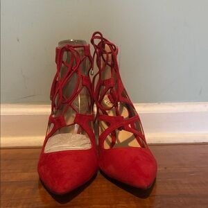 NWOT Vince Camuto Red Lace-Up Heels